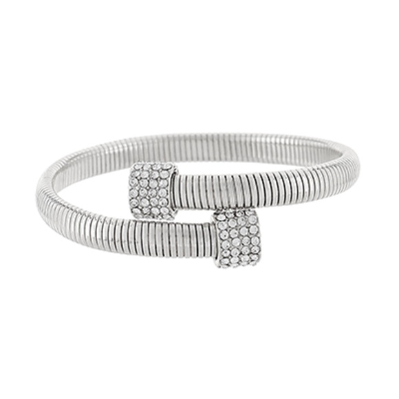 End Pave Crystal Omega Cuff Bracelet - Picture 2 of 2